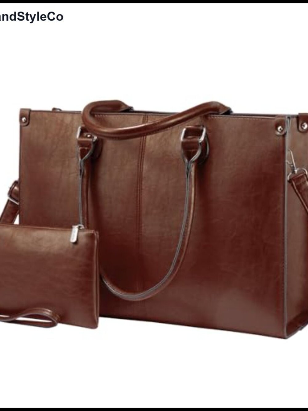 Vintage Faux Leather Laptop Tote Bag for Women, 15.6 Inch Work Bag with